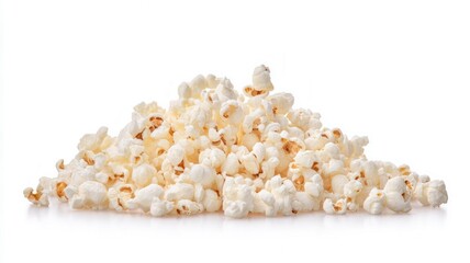Pile of popcorn on white background. AI generated