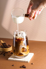 iced coffee with ice and milk