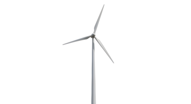 Wind turbine producing clean energy isolated PNG with Transparent Background