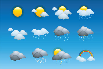 Weather Icon Set Vector Forecast Symbols for App, Web, or Educational Use