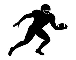 American Football player black silhouette vector