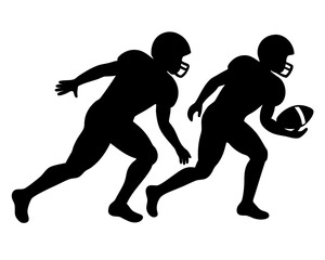 American Football player black silhouette vector