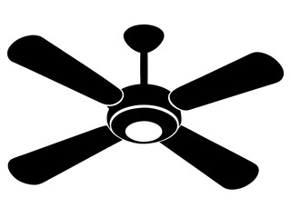 Ceiling fan black silhouette vector,Ceiling fan icon