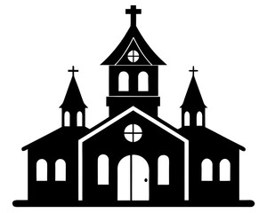 Church  simple   silhouette vector,church building  icon
