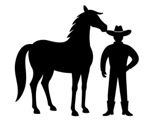 cowboy horse   black silhouette vector,cowboy icon vector