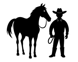 cowboy horse   black silhouette vector,cowboy icon vector