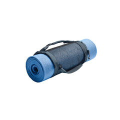 Rolled-up Blue Yoga Mat with Carrying Strap