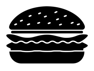 Hamburger black silhouette vector,Hamburger icon