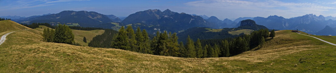 View of landscape from Schwarzeck over Lofer, Austria, Europe 
