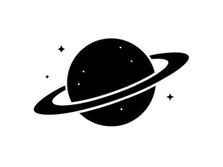 Saturn with sparkle  simple   silhouette vector,planet icon