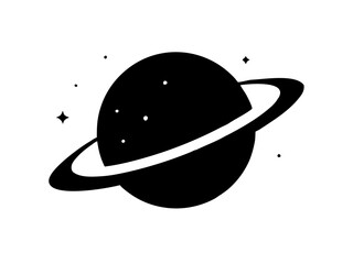 Saturn with sparkle  simple   silhouette vector,planet icon
