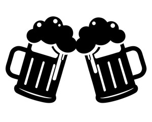 Two clinking beer mugs  simple   silhouette vector,beer mugs  icon