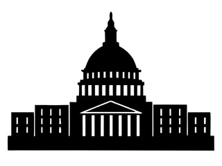 Washington Capitol building skyline  black silhouette vector