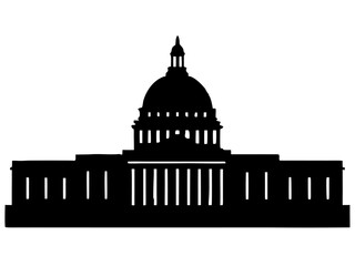 Washington Capitol building skyline  black silhouette vector