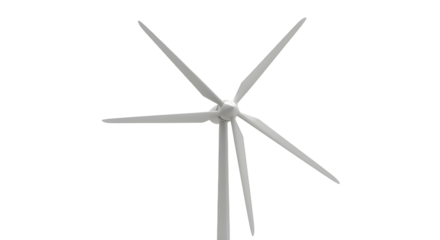 Wind turbine spinning with five blades isolated PNG with Transparent Background