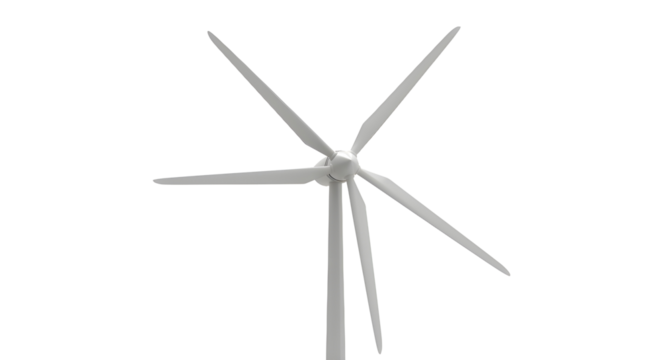 Wind turbine spinning with five blades isolated PNG with Transparent Background