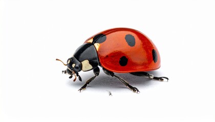 Close-up ladybug on white background
