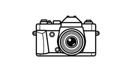 Vector illustration of classic camera, simple vector line illustration