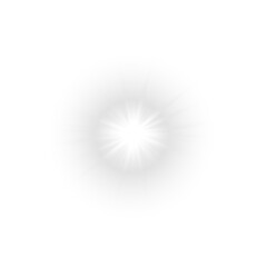 White Star Light Sparkle. Glowing Flare Effect and Shimmer Shine Glow Elements
