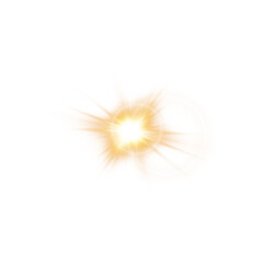 Gold Star Light Sparkle. Glowing Flare Effect and Shimmer Shine Glow Elements
