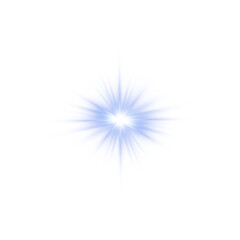 Blue Star Light Sparkle. Glowing Flare Effect and Shimmer Shine Glow Elements
