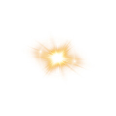 Gold Star Light Sparkle. Glowing Flare Effect and Shimmer Shine Glow Elements
