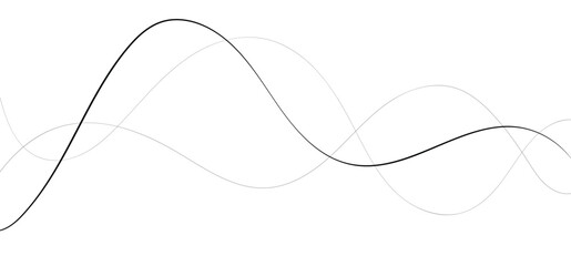 Technology abstract lines on white background. Undulate Grey Wave Swirl, frequency sound