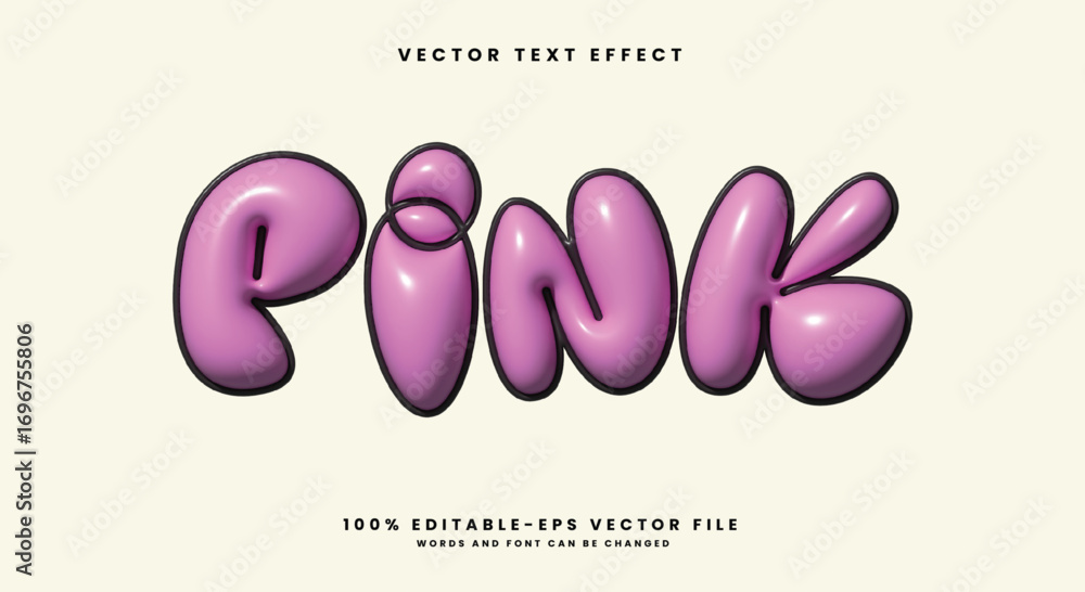 Poster pink 3d inflated style editable text effect template