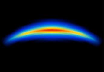 Abstract shape glowing in neon light with heatmap color palette