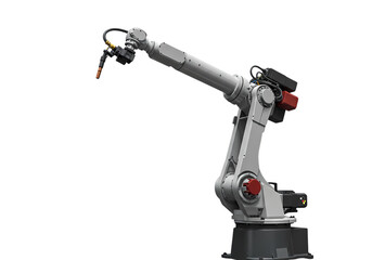 Industrial Robotic Arm Welding Process isolated on transparent background