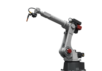 Industrial Robotic Arm Welding Process isolated on transparent background