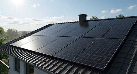 Rooftop Solar Panels on a Modern House