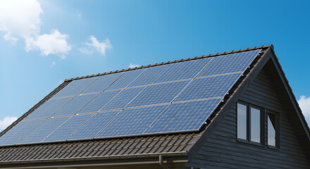 Modern Home with Solar Power Array