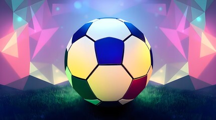 Naklejka premium soccer ball on abstract colorful splashes background
