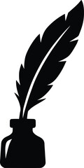Classic feather pen resting in an inkwell symbol of writing literature and history