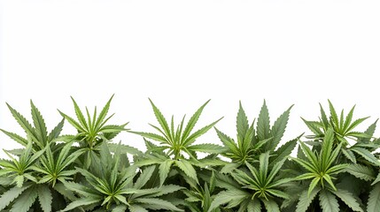 Fototapeta premium Thriving row of leafy marijuana plants