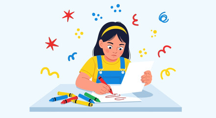 Obraz premium Creative Journey: A Child's Whimsical Art Creation Embodied In Colorful Imagination