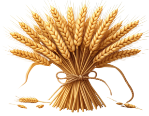Barley Bundle Illustration Tied with Rope, Transparent Background PNG