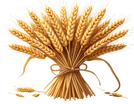  Barley Bundle Illustration Tied with Rope, Transparent Background PNG