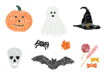 Set d'illustration Halloween - Illustrations fond transparent utile pour carte, présentation, brochure, fond pour document...	