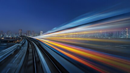 Obraz premium High-speed train in motion with dynamic light trails futuristic