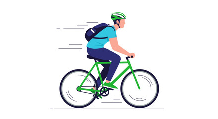 Fototapeta premium Cyclist Biking Outdoors, Wearing Helmet, and Backpack with Transportation Theme