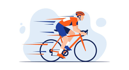 Cyclist Racing Towards Victory on Bicycle, Showing Speed and Determination in Motion