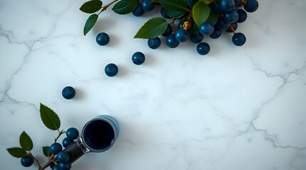 Soft Cinematic Overhead Shot of Sapphire Blue Marble Texture, Top Down Background with Hazy Focus