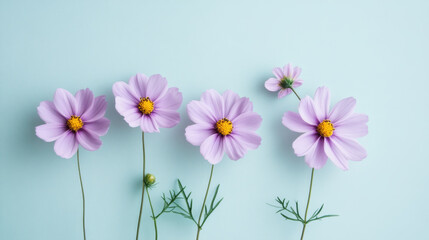 Fototapeta premium Elegant Purple Flowers on Soft Pastel Background