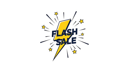 A graphic of a flash sale design with a lightning bolt and stars on a white background vector art ai generated