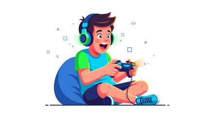 Enthusiastic Gamer Immersed In Digital Fantasy, Joyful Expression During Game Time