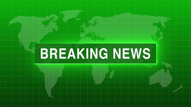 Breaking news intro animation moving text on world Map. news generic Political program. Live breaking news report. Breaking news live on world map background
