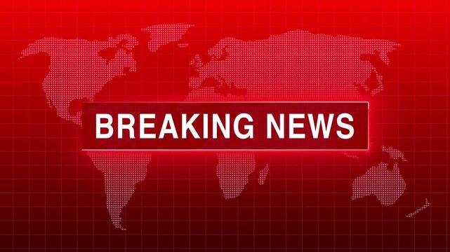 Breaking news intro animation moving text on world Map. news generic Political program. Live breaking news report. Breaking news live on world map background
