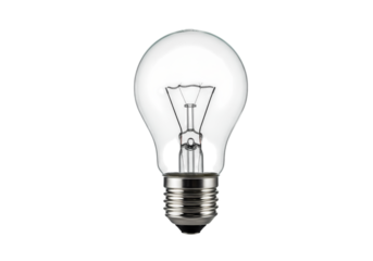 Illuminated Idea Glowing Light Bulb isolated on transparent background